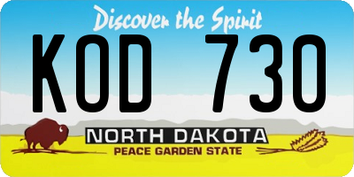 ND license plate KOD730