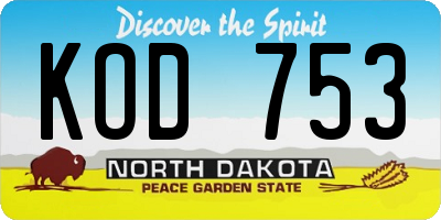 ND license plate KOD753