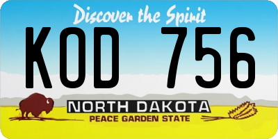 ND license plate KOD756