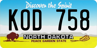 ND license plate KOD758