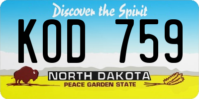 ND license plate KOD759