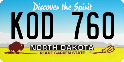 ND license plate KOD760