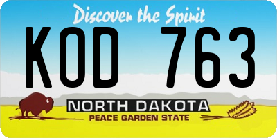 ND license plate KOD763