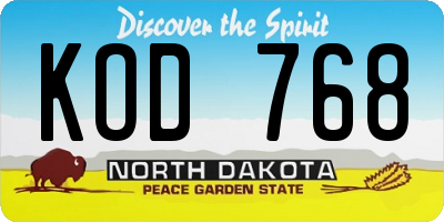 ND license plate KOD768