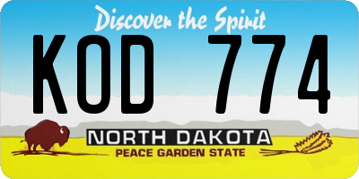 ND license plate KOD774