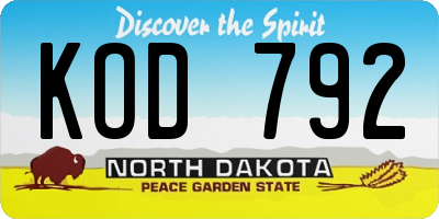 ND license plate KOD792