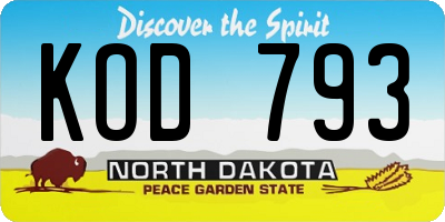 ND license plate KOD793