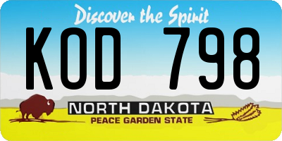 ND license plate KOD798