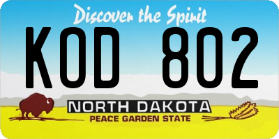 ND license plate KOD802
