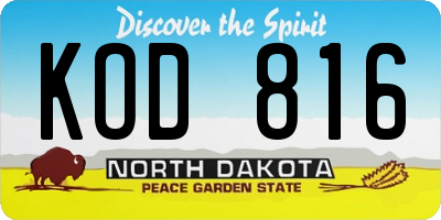 ND license plate KOD816