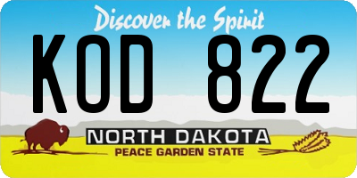 ND license plate KOD822