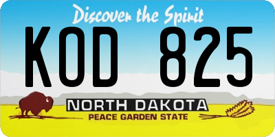 ND license plate KOD825