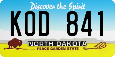 ND license plate KOD841