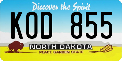 ND license plate KOD855