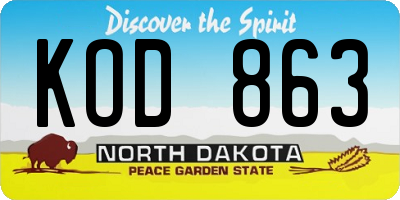 ND license plate KOD863