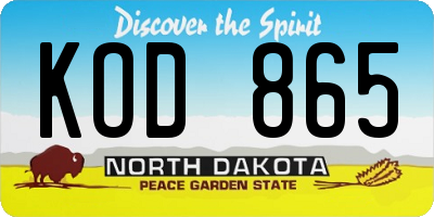 ND license plate KOD865