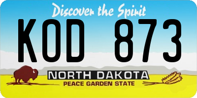 ND license plate KOD873