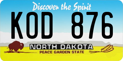 ND license plate KOD876