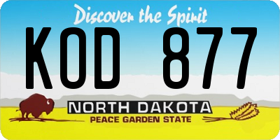 ND license plate KOD877
