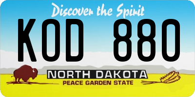 ND license plate KOD880