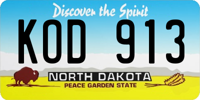 ND license plate KOD913