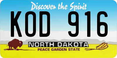 ND license plate KOD916