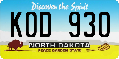 ND license plate KOD930
