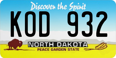 ND license plate KOD932