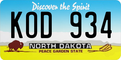 ND license plate KOD934