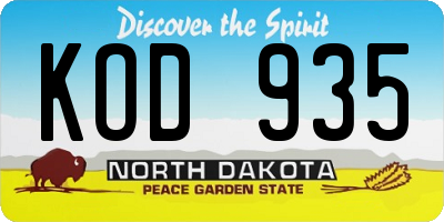 ND license plate KOD935