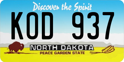ND license plate KOD937