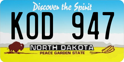 ND license plate KOD947