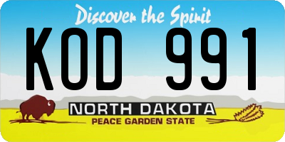 ND license plate KOD991