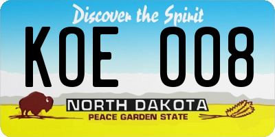 ND license plate KOE008