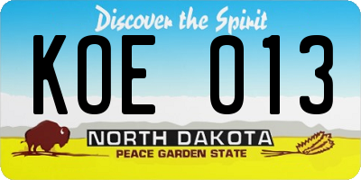 ND license plate KOE013