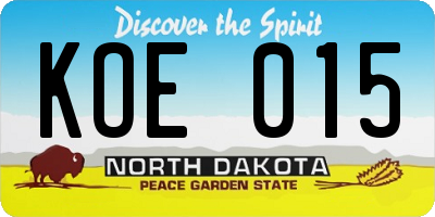 ND license plate KOE015