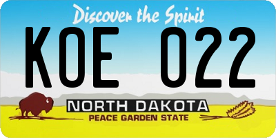 ND license plate KOE022