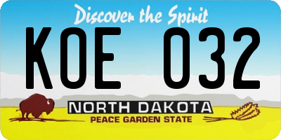 ND license plate KOE032