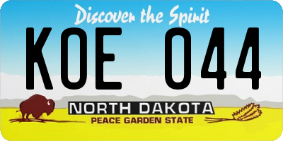 ND license plate KOE044