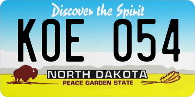 ND license plate KOE054
