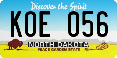 ND license plate KOE056