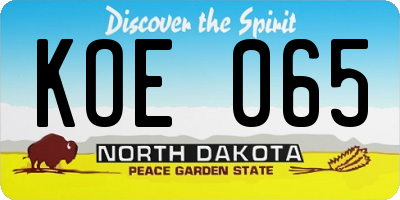 ND license plate KOE065