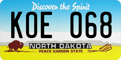 ND license plate KOE068