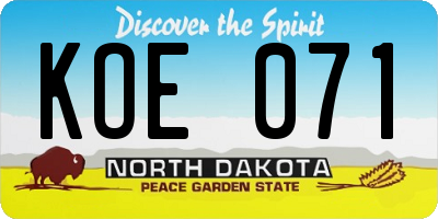 ND license plate KOE071