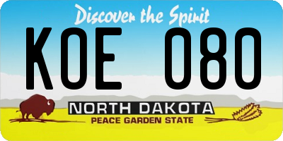 ND license plate KOE080