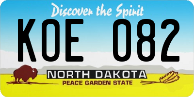 ND license plate KOE082