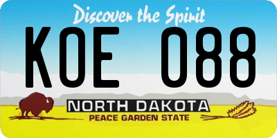 ND license plate KOE088