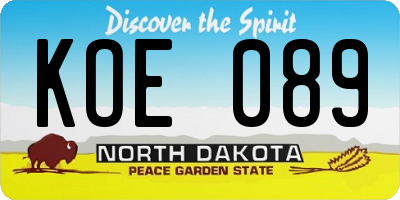 ND license plate KOE089
