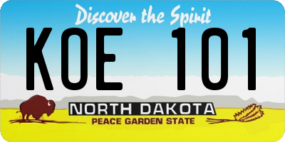 ND license plate KOE101
