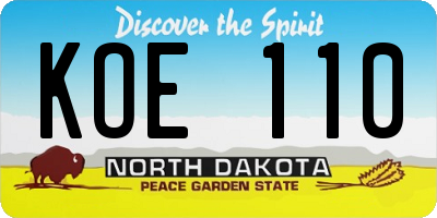 ND license plate KOE110
